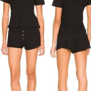 NWT Plush Women's Micro Thermal Shorts Elastic Waistband Black Size S
